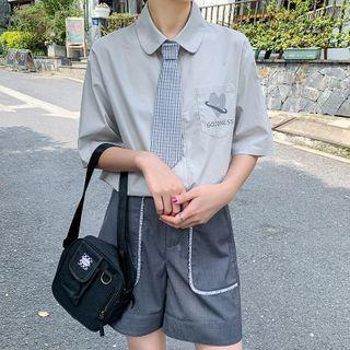 Pocket-front Short-sleeve Shirt / Wide-leg Shorts