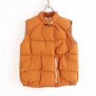 Stand-collar Plain Padded Vest Orange - One Size