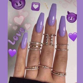 Pointed Faux Nail Tips 384 - Light Purple - One Size