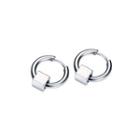 Simple And Fashion Geometric Square 316l Stainless Steel Stud Earrings Silver - One Size
