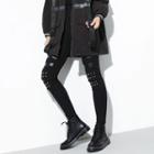 Faux Leather Panel Studded Skinny Pants