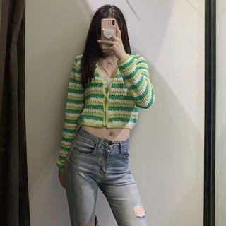 Striped Crop Cardigan