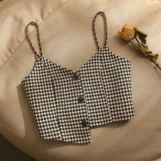 Houndstooth Irregular Cropped Camisole Top