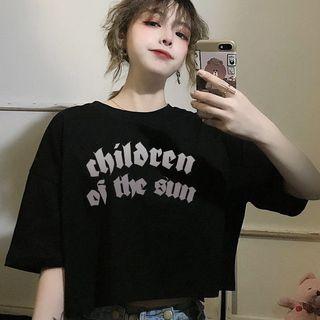Short Sleeve Round Neck Lettering Crop Top (various Designs)