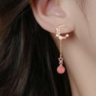 Moon Faux Crystal Asymmetrical Dangle Earring 1 Pair - Rose Gold - One Size