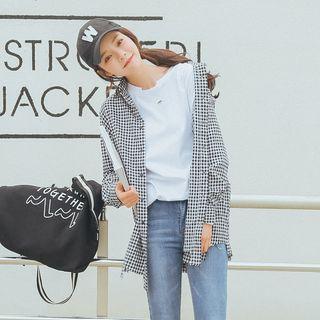 Plaid Asymmetric Hem Shirt