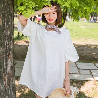 Balloon-sleeve Mini Shift Dress