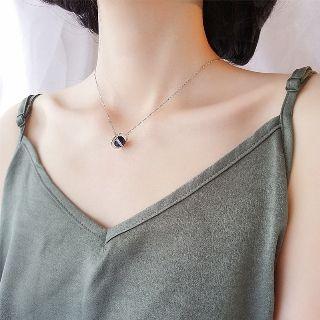 Sterling Silver Rhinestone Planet Necklace