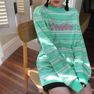 Long-sleeve Round-neck Striped Sweatshirt (various Designs)