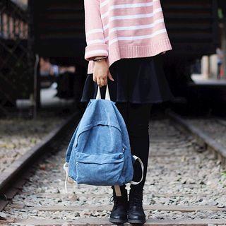 Plain Corduroy Canvas Backpack