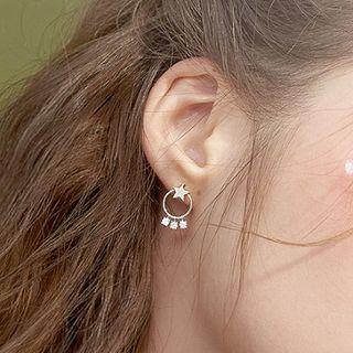 925 Sterling Silver Star Rhinestone Fringed Earring
