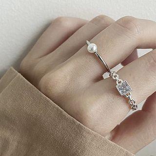 Rhinestone / Bead Alloy Open Ring / Set