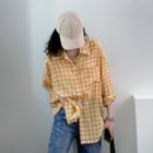Two Tone Plaid Button-up Oversize Shirt