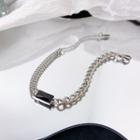 Rectangle Faux Crystal Stainless Steel Bracelet