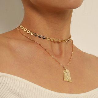 Pendant Heart Layered Choker Necklace