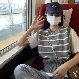 Round-neck Striped Knit Vest