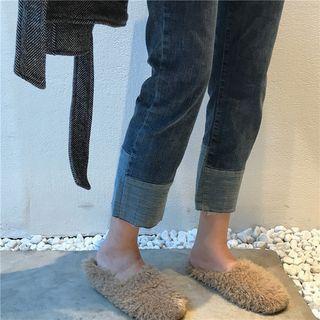 Plain Loose-fit Coat / Color-block Slim-fit Jeans