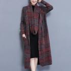 Lapel Open Front Long Cardigan Coffee - One Size