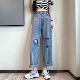 Mid Rise Cutout Jeans