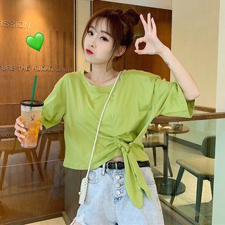 Elbow-sleeve Sashed Top