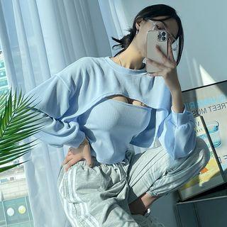 Set: Ribbed Bolero Sweatshirt + Camisole Top