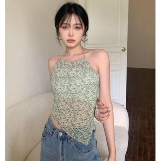 Asymmetrical Floral Crop Top