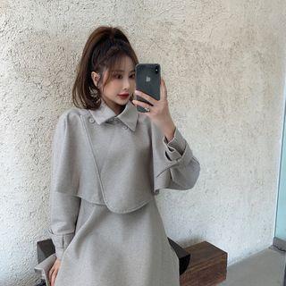 Sleeveless Mini A-line Dress / Collared Poncho