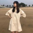 Elbow-sleeve Half-zip A-line Polo Dress