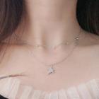 925 Sterling Silver Star Pendant Layered Choker Necklace Necklace - One Size