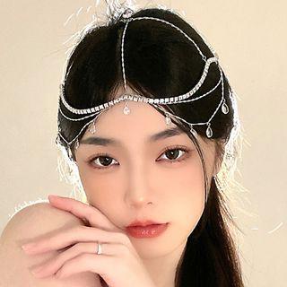Rhinestone Chain Headband Silver - One Size