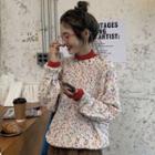 Dotted Sweater / Mock Neck Long-sleeve Top