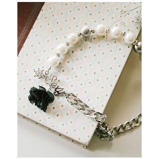 Corsage-pendant Faux-pearl Chain Necklace