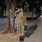 Plain Single-breasted Blazer / Mini A-line Skirt / Midi A-line Skirt / Plaid Tie