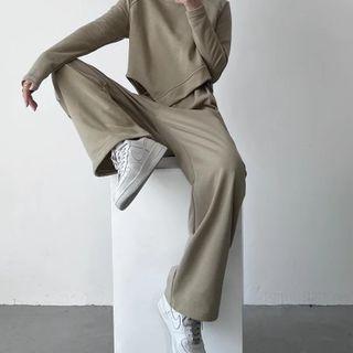 High Waist Plain Loose-fit Sweatpants