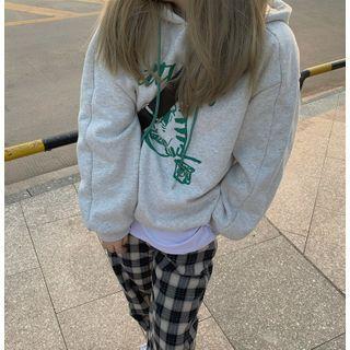Long-sleeve Printed Hoodie / Plaid Sweatpants