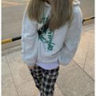 Long-sleeve Printed Hoodie / Plaid Sweatpants