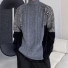 Turtleneck Houndstooth Sweater Black - One Size