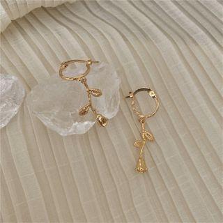 925 Sterling Silver Rose Dangle Earring 1 Pair - Rose - Gold - One Size