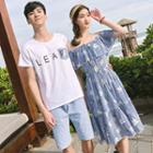 Couple Matching Print Dress / Short-sleeve Top + Shorts