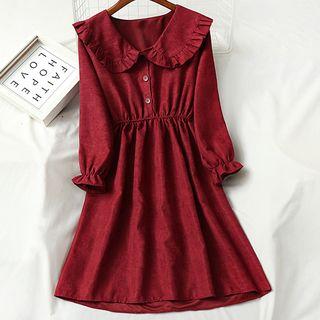 Collared Slim-cut Long-sleeve Dress