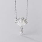 Shell Rhinestone Pendant Sterling Silver Necklace S925 Silver - Silver - One Size