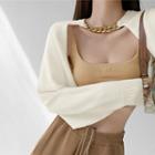 Chain-neckline Knit Cape Top