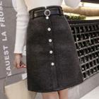 Button Accent A-line Skirt