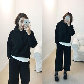 Set: Hooded Pullover + Drawstring-waist Sweatpants