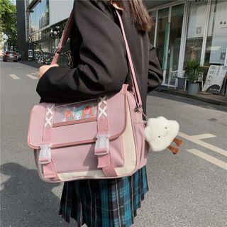 Cross Print Flap Buckled Crossbody Bag