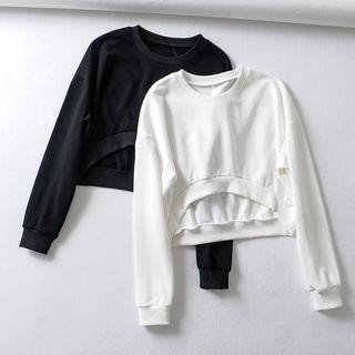 Plain Round Neck Cropped Pullover