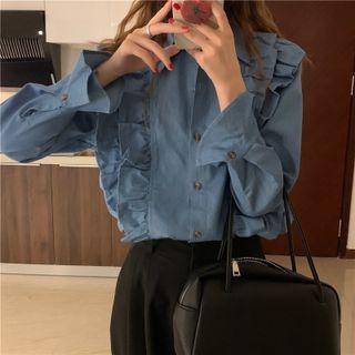 Ruffle Shirt Blue - One Size