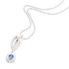 18k White Gold Pendant With Diamonds And Blue Sapphire