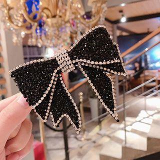 Rhinestone Bow Hair Clip 1 Pc - Black - One Size