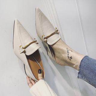Faux Leather Pointed Mules